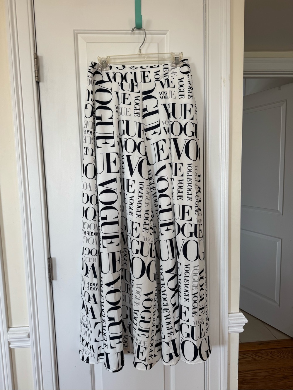 Vogue Black & White Logo Print wide leg pants